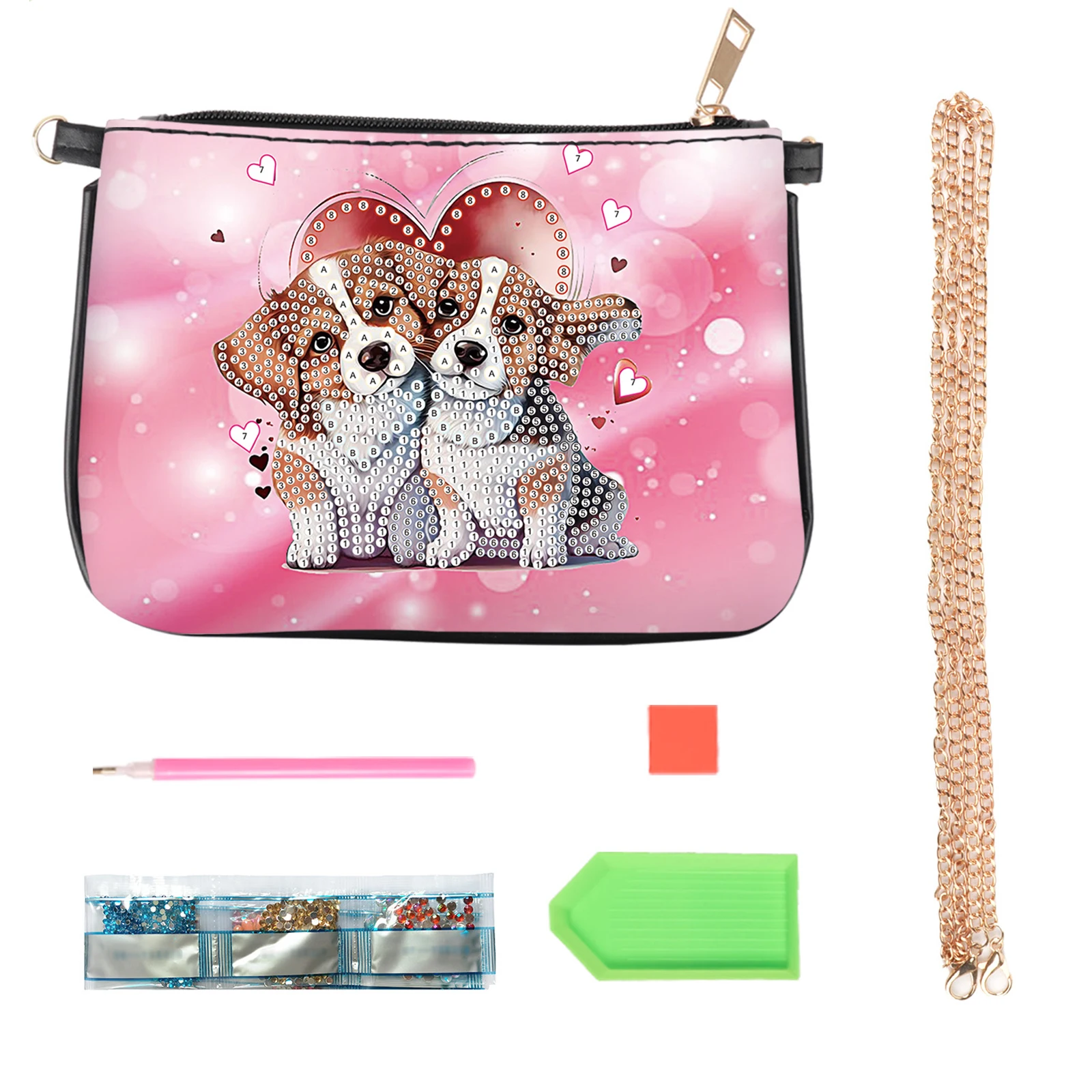 شكل خاص زهرة جرو الماس اللوحة حقيبة صغيرة 5D DIY الماس الفن حقيبة يد حجر الراين غرزة حقيبة كتف للنساء الفتيات #1