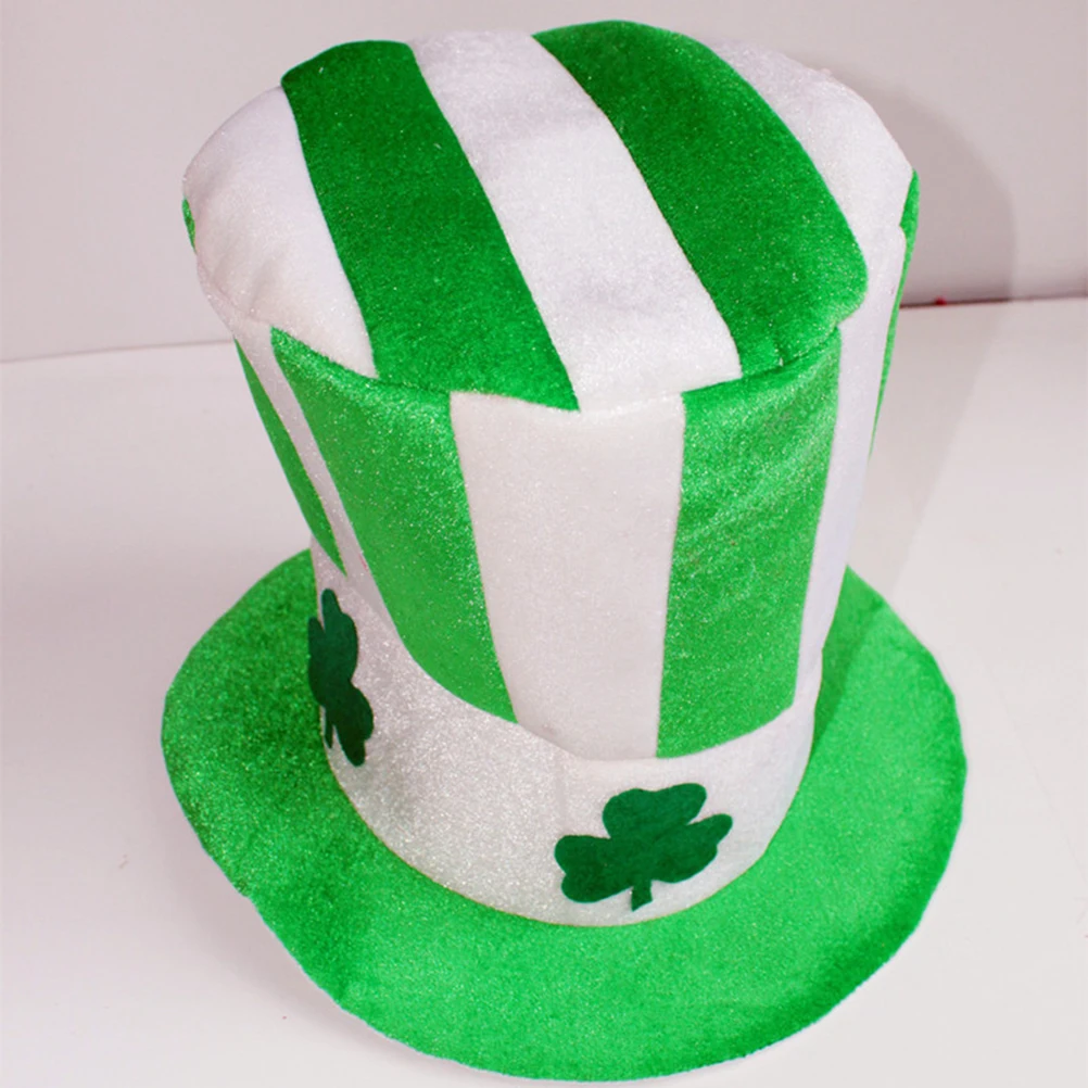 

Unisex Clover Hat Green Shamrock Patterns St Patricks Day Costume Party Stage Top Hat One Size Fits Most