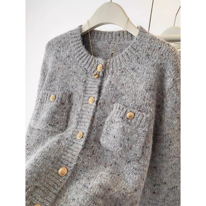 Autumn Women Sweet Sweaters Cardigan Casual Vintage Long Sleeve Elegant Knitted Tops Coat Korean Style O-Neck Lady Cardigane