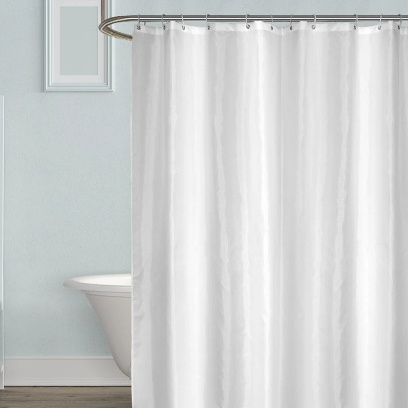 Solid Color Bath Curtain White Simple Shower Curtains High Quality Waterproof Comfortable For Bathroom with 12pcs Plastic Hooks