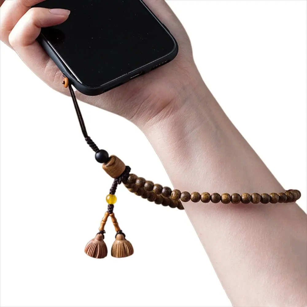 

Wrist Strap Wood Phone Lanyard Anti Lost Phone Charm Mobile Phone Strap Bead Pendant Retro Vintage Cell Phone Hanger