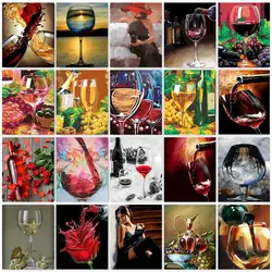 GATYZTORY Frame Oil Painting By Numbers wine glass Number Paiting Picture Paint For Painting Kits Unique Gift For Home Art