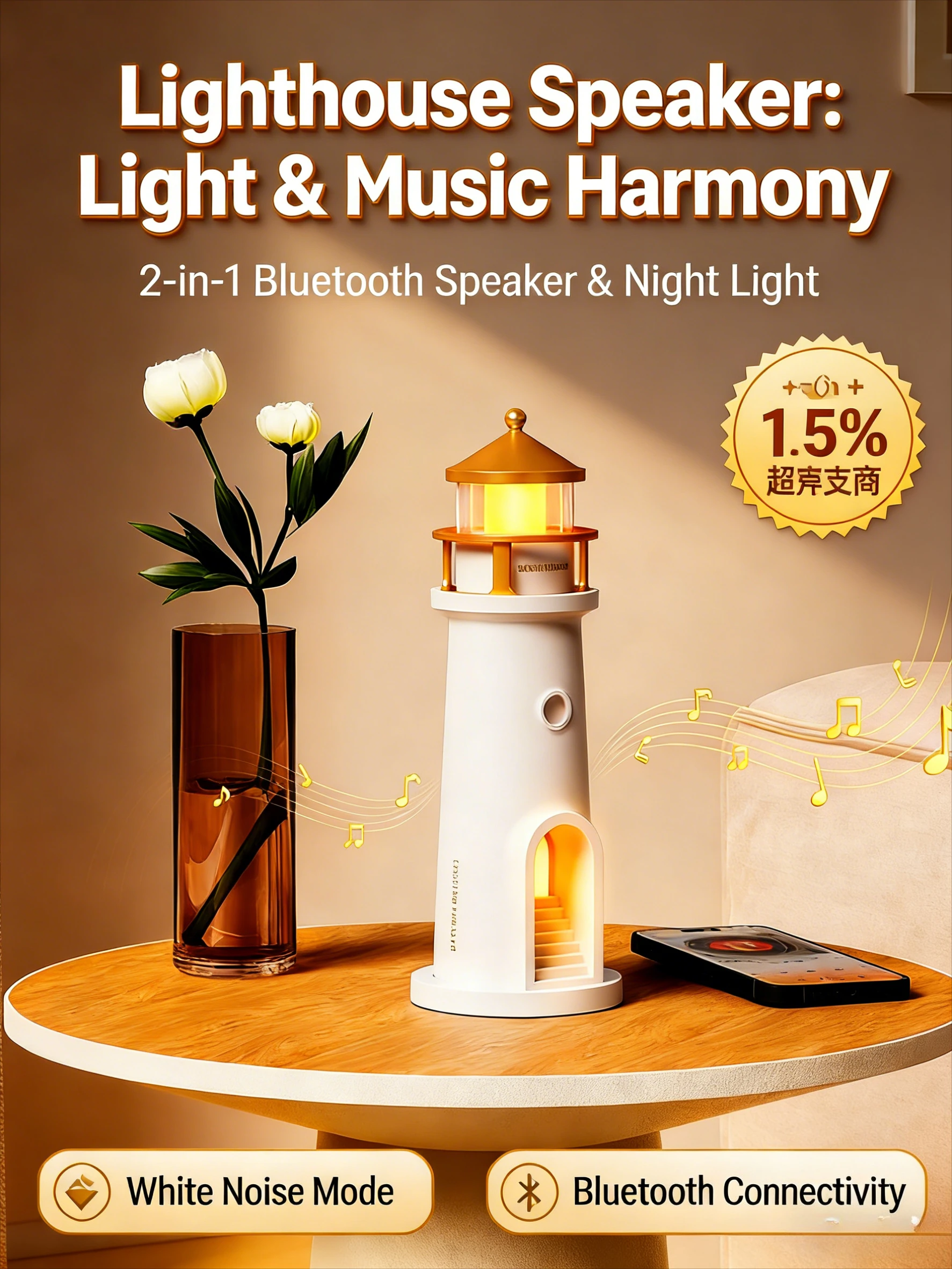 

Ночник-проектор «Маяк» с датчиком движения, диммируемый, Bluetooth, музыкальный, для декора рабочего стола, рождественский подарок