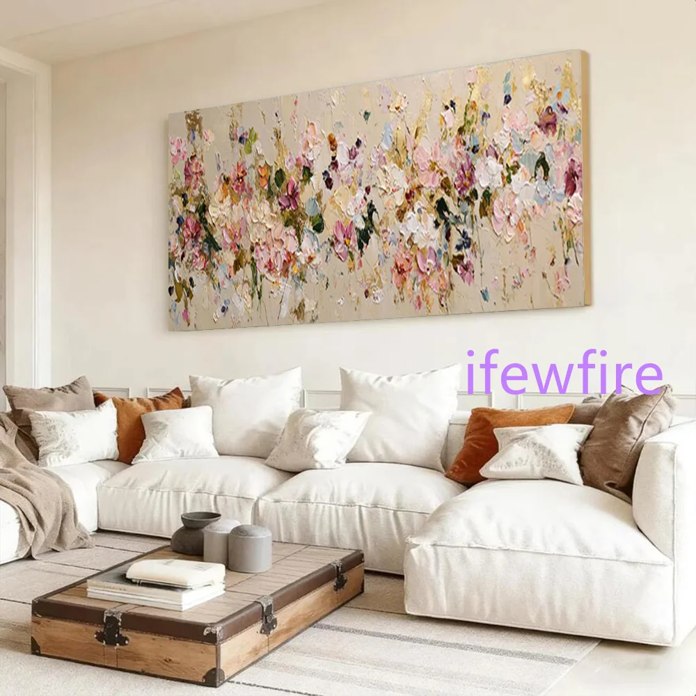 super Big Mural 100% Handmade Abstract Oil Painting On Canvas Modern Flowers Wall Art Picture For Home Living Room Decor Image