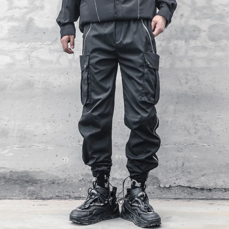 Spring And Summer New Niche Design Overalls Men's Loose Fashion Long Zipper Decorative Straight Leg Binding Functional Pants