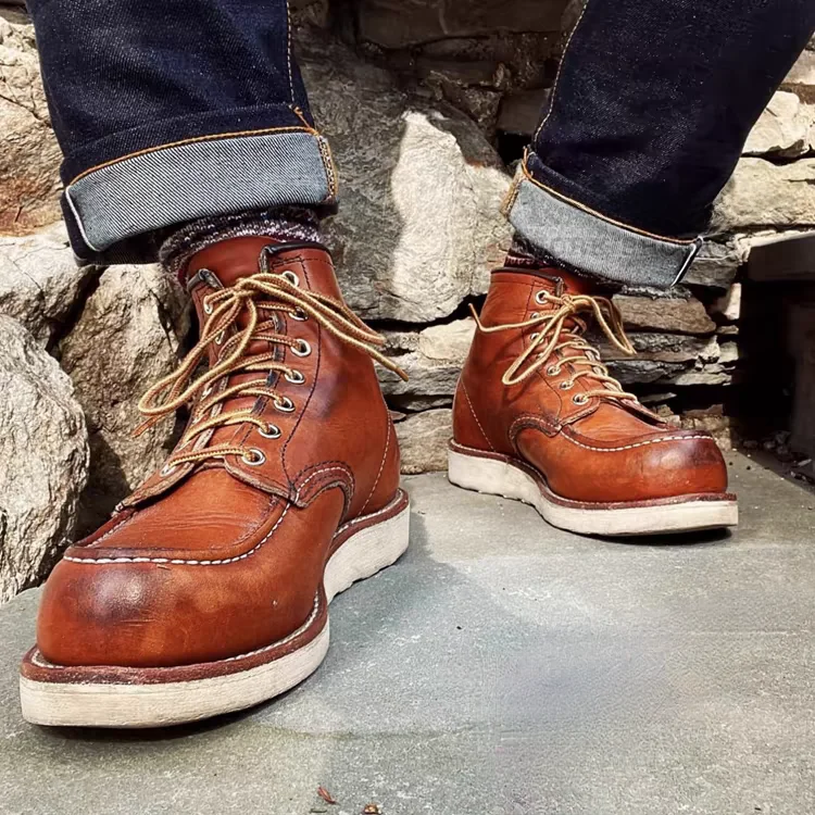 

American Retro 875 Work Boots High Top Men's oes Genuine Top Layer Cowhide Motorcycle Boots Casual Wear Resistant