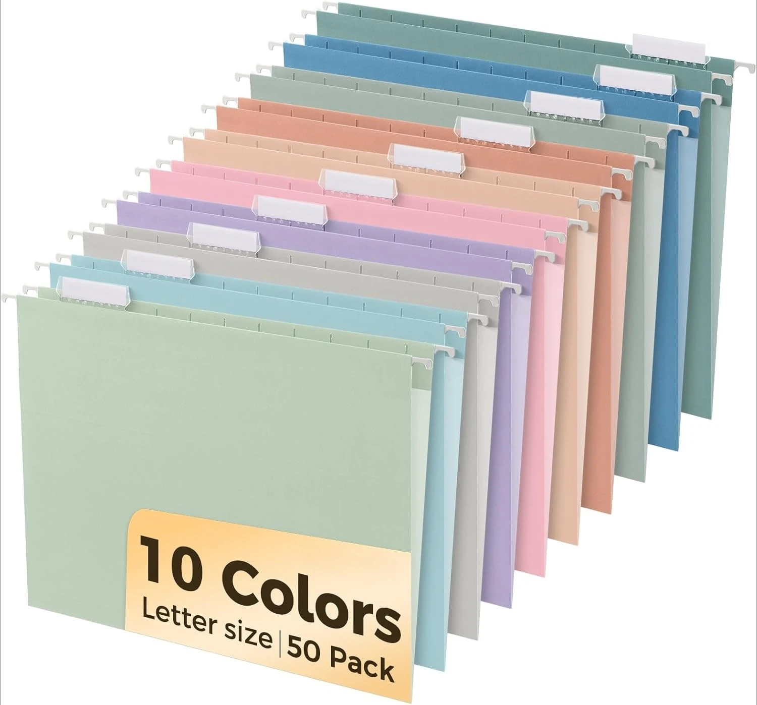 

Pack of 50, with 1/5 cut labels, ideal for organizing large amounts of files, documents, and papers in the office.