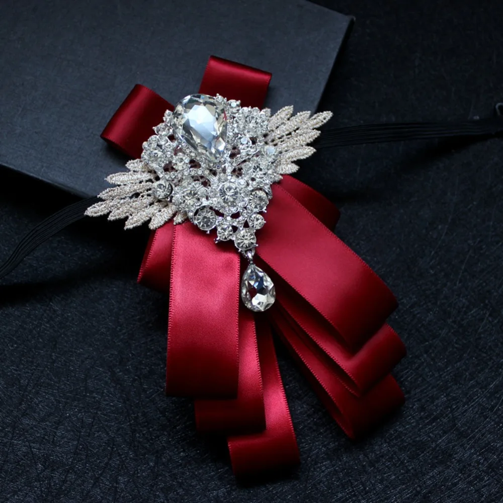 

Формальный ретро воротник со стразами, цветок, кристалл, британский стиль, джентльменский галстук-бабочка, деловой винтажный мужской костюм, аксессуар на свадьбу