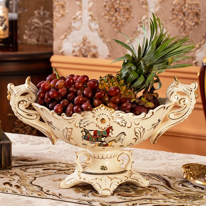 yyhcEuropean ceramic fruit plate set, living room luxury high-end fruit plate, household dried fruit plate creative coffee table