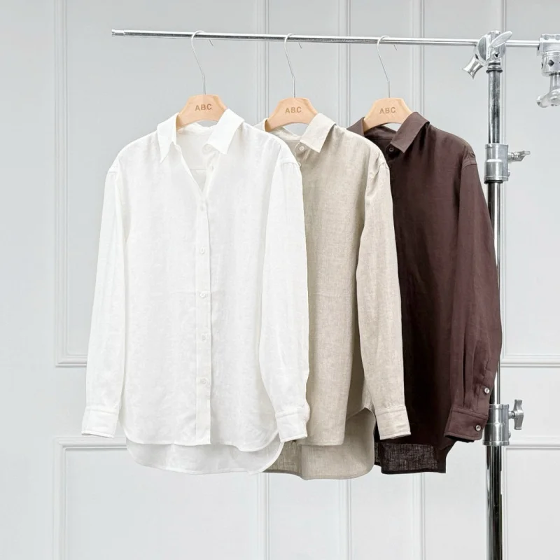 

2025 Fashion Casual Retro High Quality Loose Linen Women's Shirt