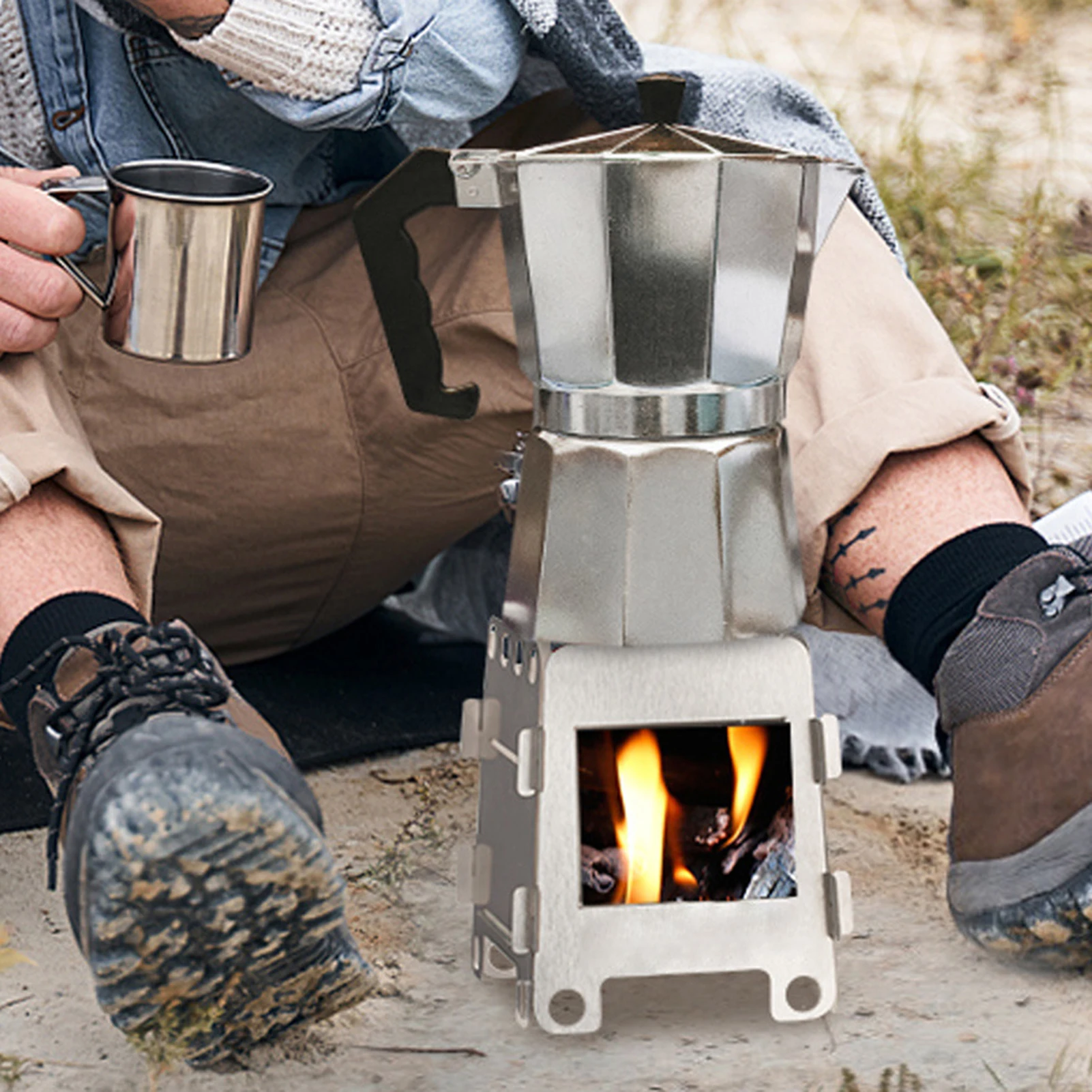 

Портативный спиртовой гриль, съемная духовка из нержавеющей стали, мини-вугольная печь для пикника, барбекю, практичные аксессуары для кемпинга и приготовления пищи