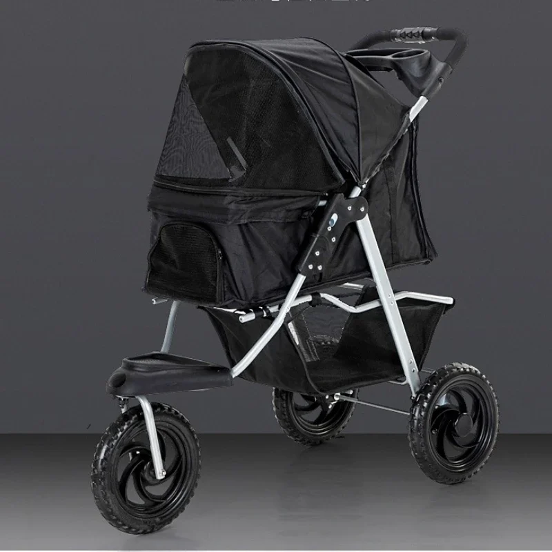 3-عجلة الكلب مقعد السيارة تنفس الكلب لوازم مريحة للطي النقل للكلاب مستقرة الحاملة عربة للحيوانات