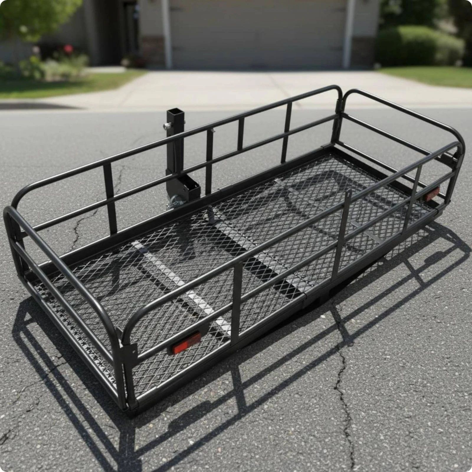 Hitch Mount Cargo Rack Cylindrical Side Rails Tow Hitch Cargo Carrier Bolted Hardware Black