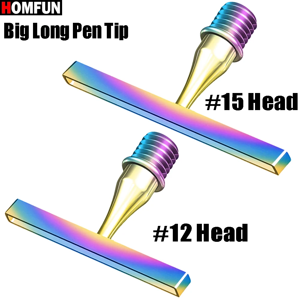 HOMFUN New 12/15 Diamond Painting Big Long Pen Tip, Thin Multifunctional Stainless Steel Threaded Tip Embroidery Nail Art