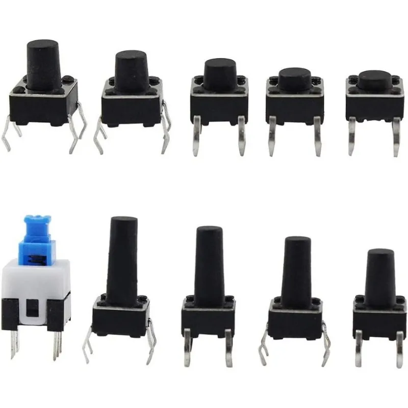 10 Values 180PCS Tactile Push Button Switch Mini Momentary Tact Assortment Kit DIY for Switch 6*6 4.3MM~13MM DIP 4P