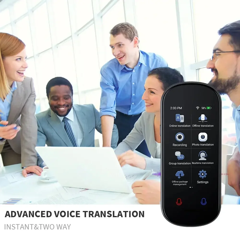 2024 New Smart Translator Voice Multi 138 Languages Portable Support WiFi Full 3D Touch Screen Photo Offline Record Translation