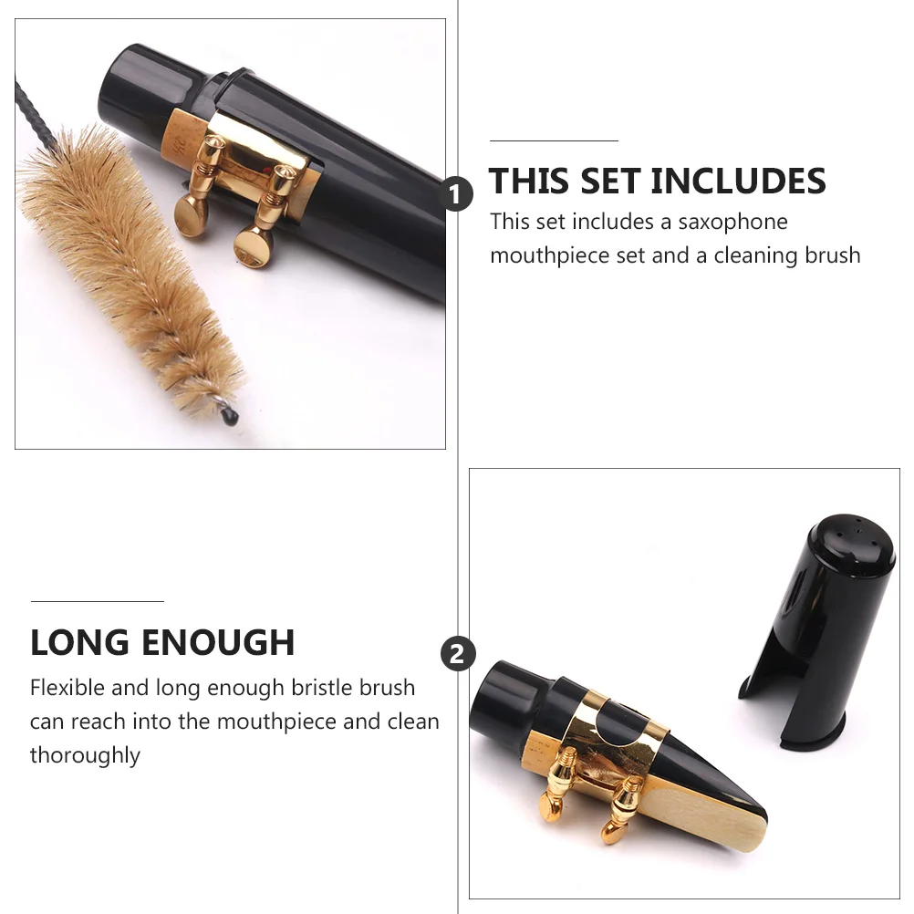

1 set Mouthpiece Saxophone Cleaner Brush Alto Tenor Accessories Black Full Tone Cleaning ToolAlto Saxophone Mouthpiece Kit