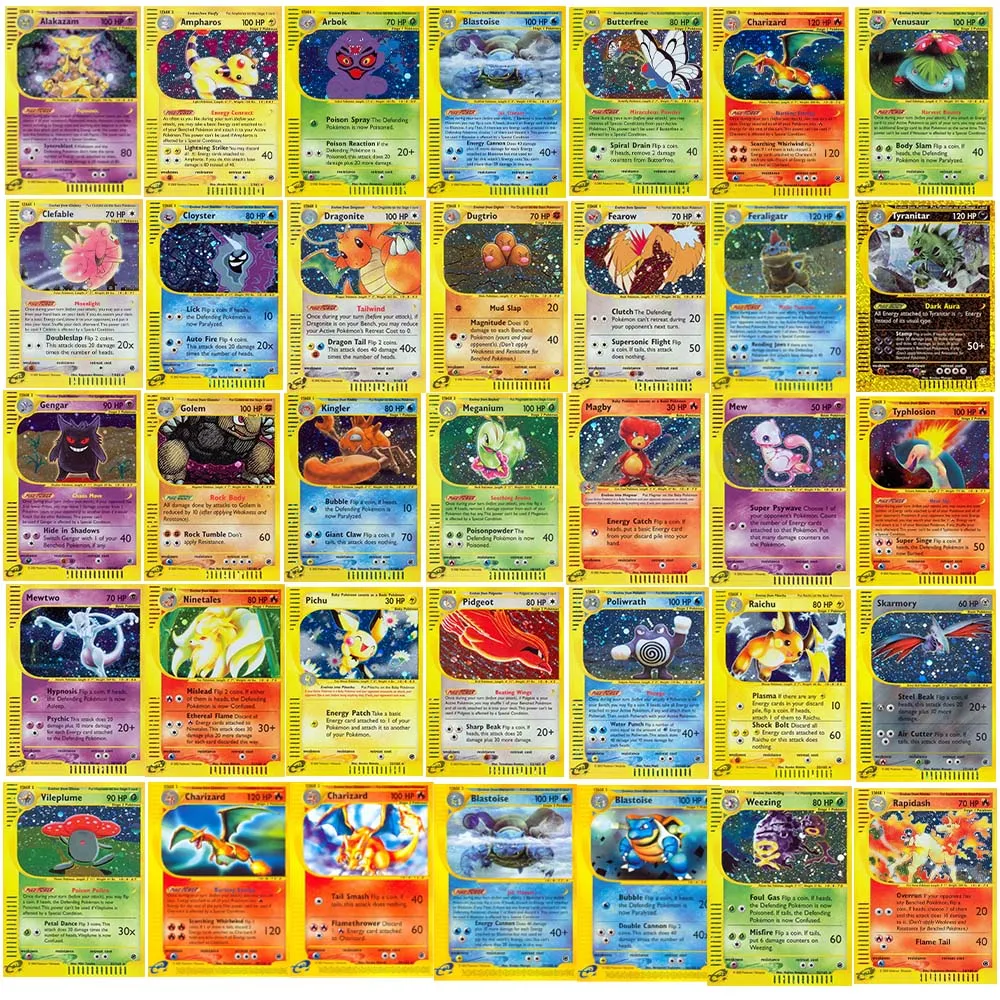 Pokemon Expedition Base Series Proxy Cards Flash Charizard Blastoise Venusaur Mewtwo Machamp Game Collection PTCG Toys Gifts