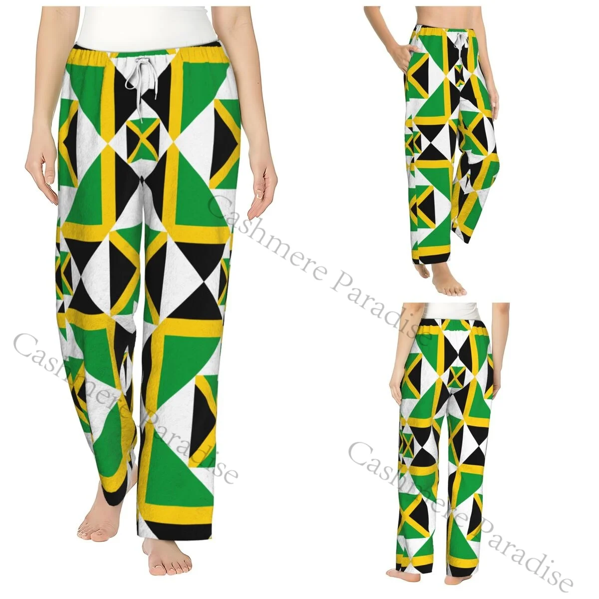 

Jamaica Flag Cozy Flannel Pajama Pants for Women Sleep Bottoms Home Loungewear