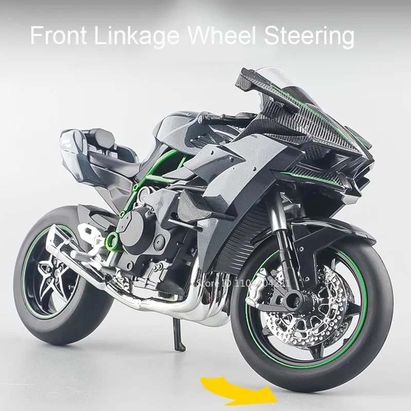 1:12 Kawasaki 400H2R S1000RR Modell Motorrad Spielzeug Legierung Diecast Auto Vorderrad Lenkung mit Licht Motorrad Spielzeug für Kind Geschenk – Detail 6