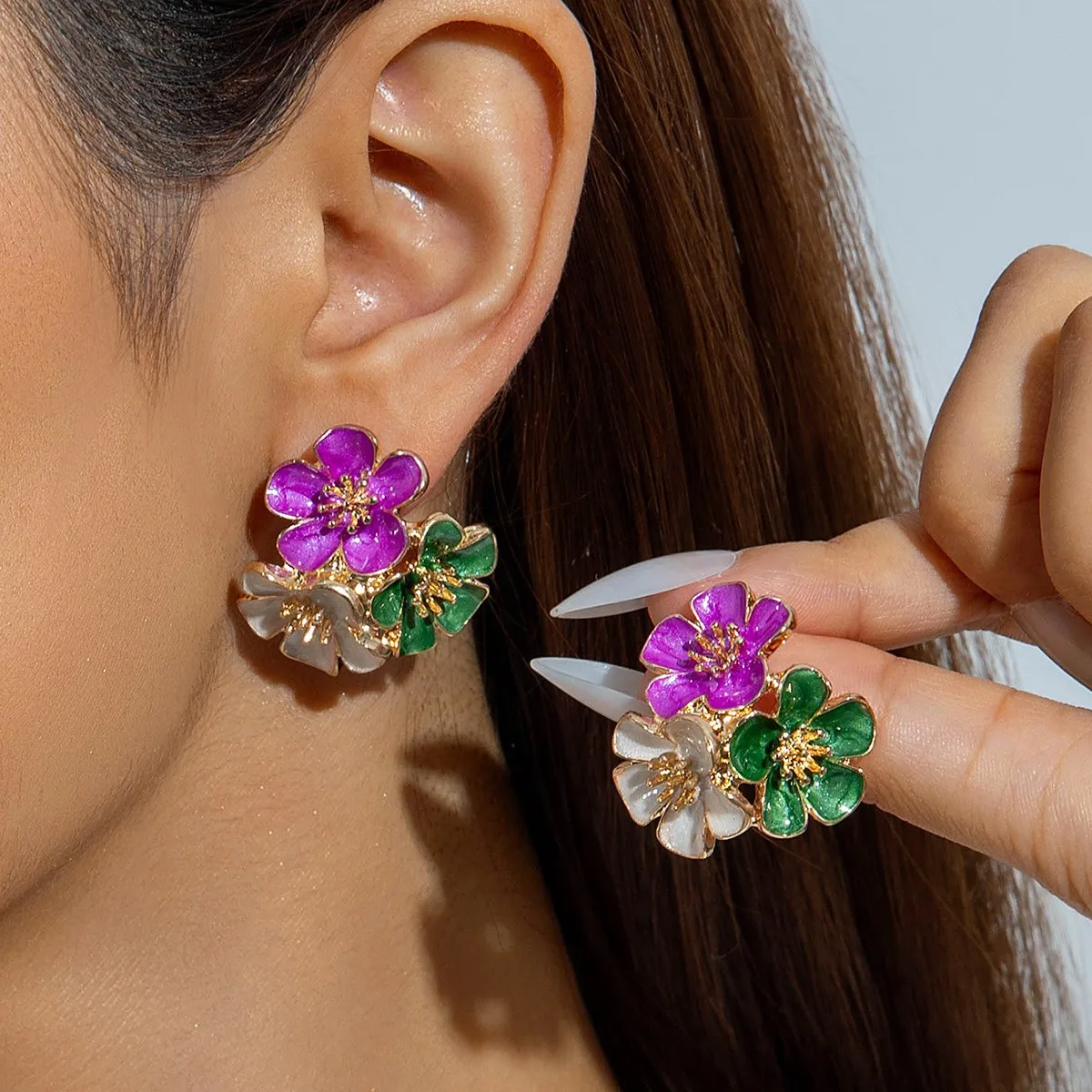 

New Fashion Sweet Design Spring/Summer Oil Dripping Enamel Flower Light Luxury High End Earrings Party Gifts for Women Jewelry