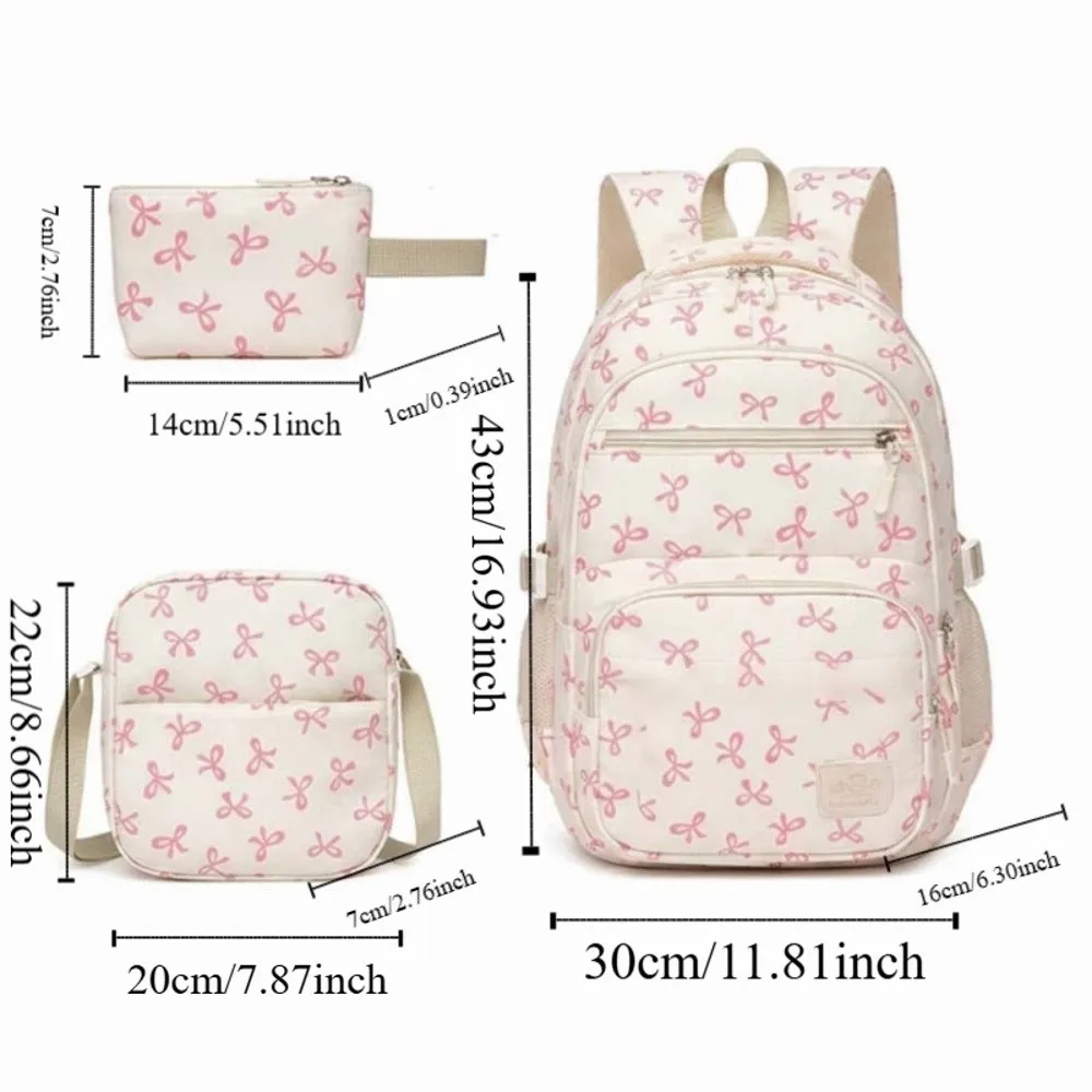 Tagesrucksack Dreiteiliges Schultaschen-Set Große Kapazität Lässiger Nylon-Schulrucksack mit Schleife Feste Gurtband-Umhängetasche Schultasche für Schüler – Detail 2