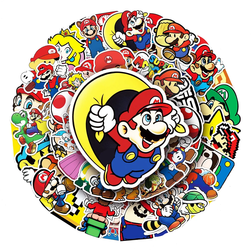 10/30/50pcs Anime Super Mario Game Stickers Cool Cartoon Sticker Laptop Skateboard Car Notebook Luigi Yoshi Decals Kids Toy