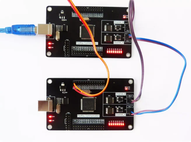 Flexray development board, two-machine communication, FlexRay to serial port,  to CAN. Master control SPC560P50L3