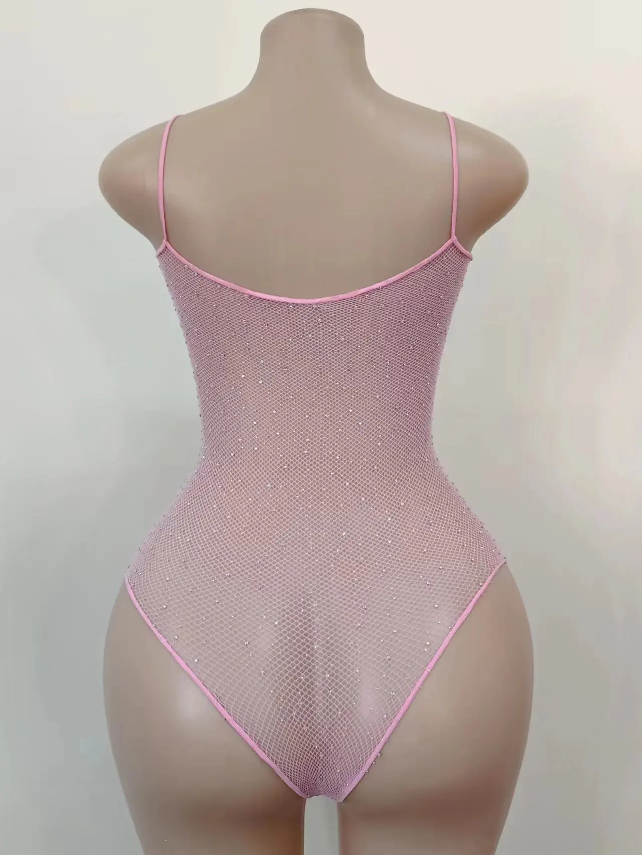 Cross-border European and American ladies hot diamond shiny sexy underwear suspenders small fine mesh jumpsuit