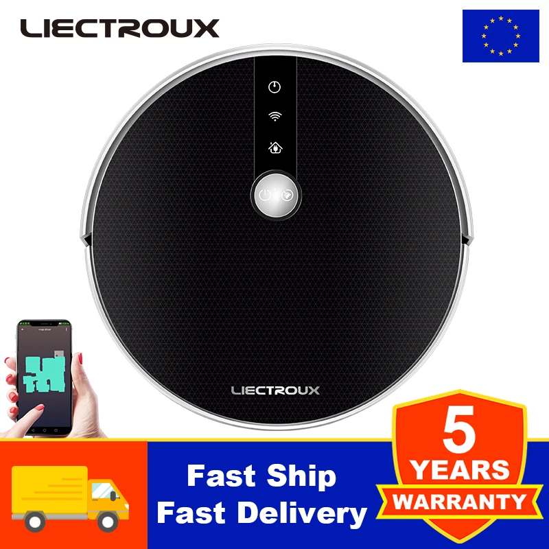 LIECTROUX C30B Robot Vacuum Cleaner,Map Navigation,Smart Partition,WiFi App,6KPa Suction,Dry and Wet Mop,Disinfection,Super Thin