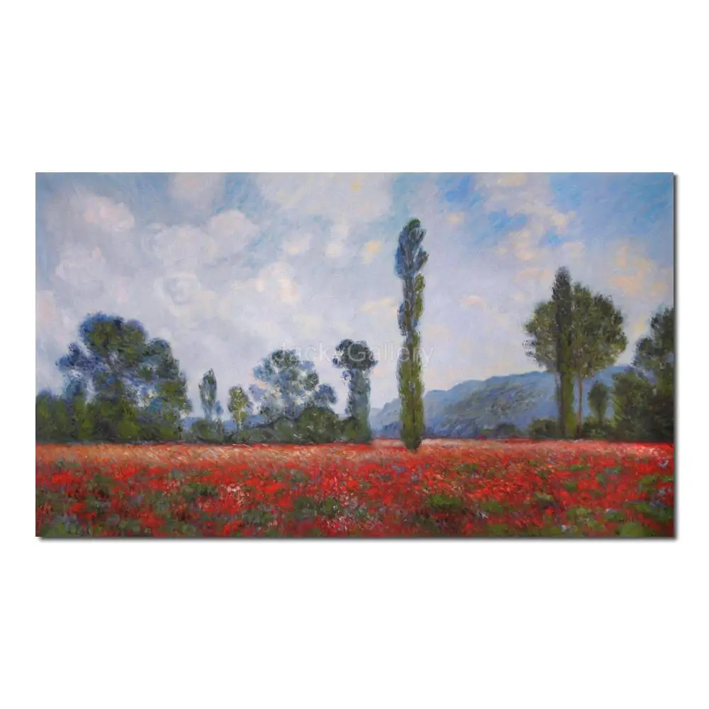 Pintura impresionista de Giverny de campo de amapola de paisaje marino de gran tamaño en lienzo de aceites, arte pintado a mano de Claude Monet para exhibición de Pub
