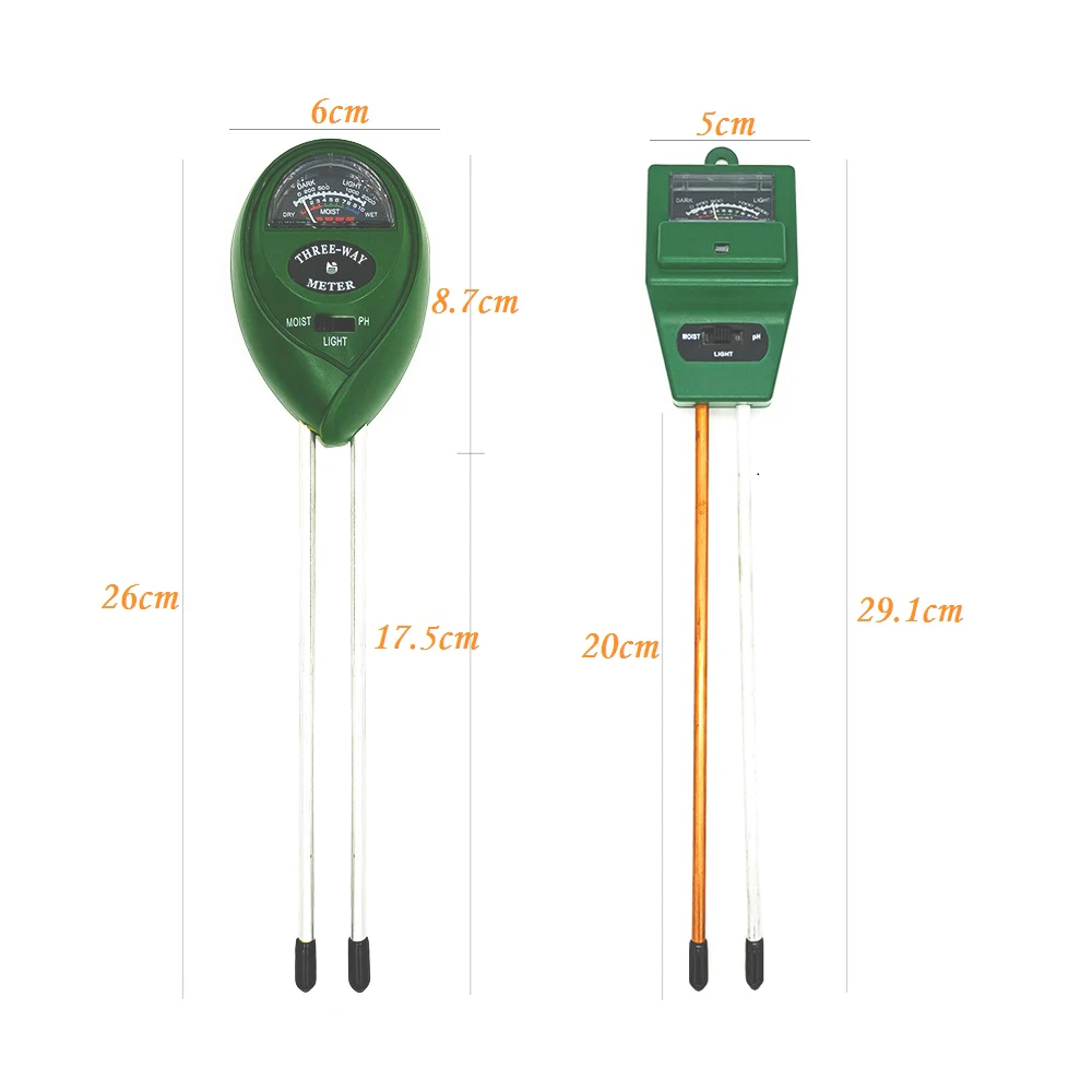 3 in1 Bodenwasser Feuchtigkeit pH-Meter Säure Luft feuchtigkeit Sonnenlicht Licht pH-Test Feuchtigkeit messer Pflanze Außen Boden monitor Detektor