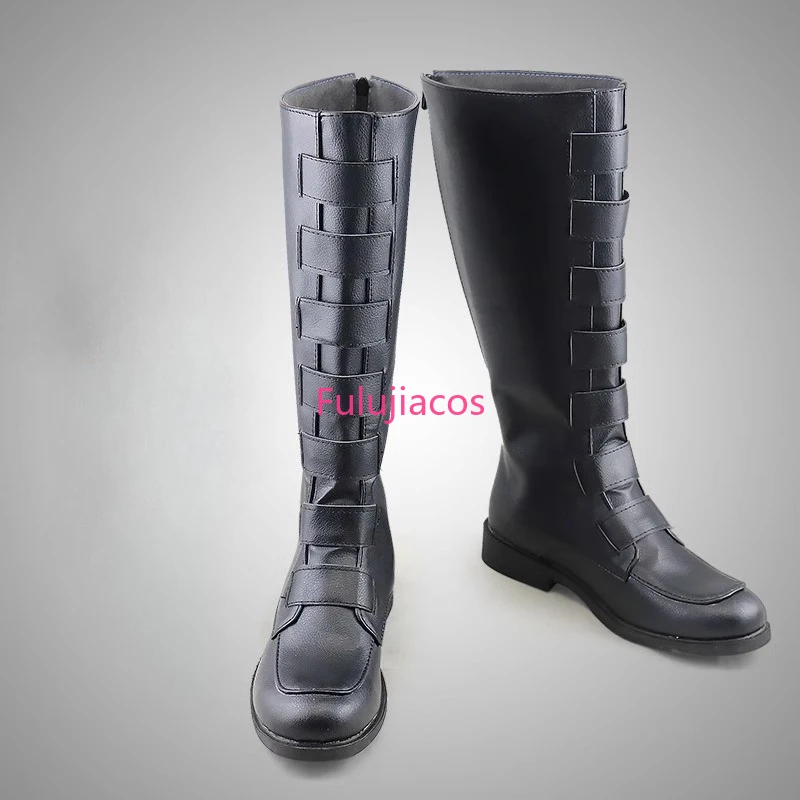 

Fulujiacos Star Anakin Cosplay Shoes Jedi Boots for Adult Men Black PU Leather Boots Halloween Party Custom Made for Adult Men