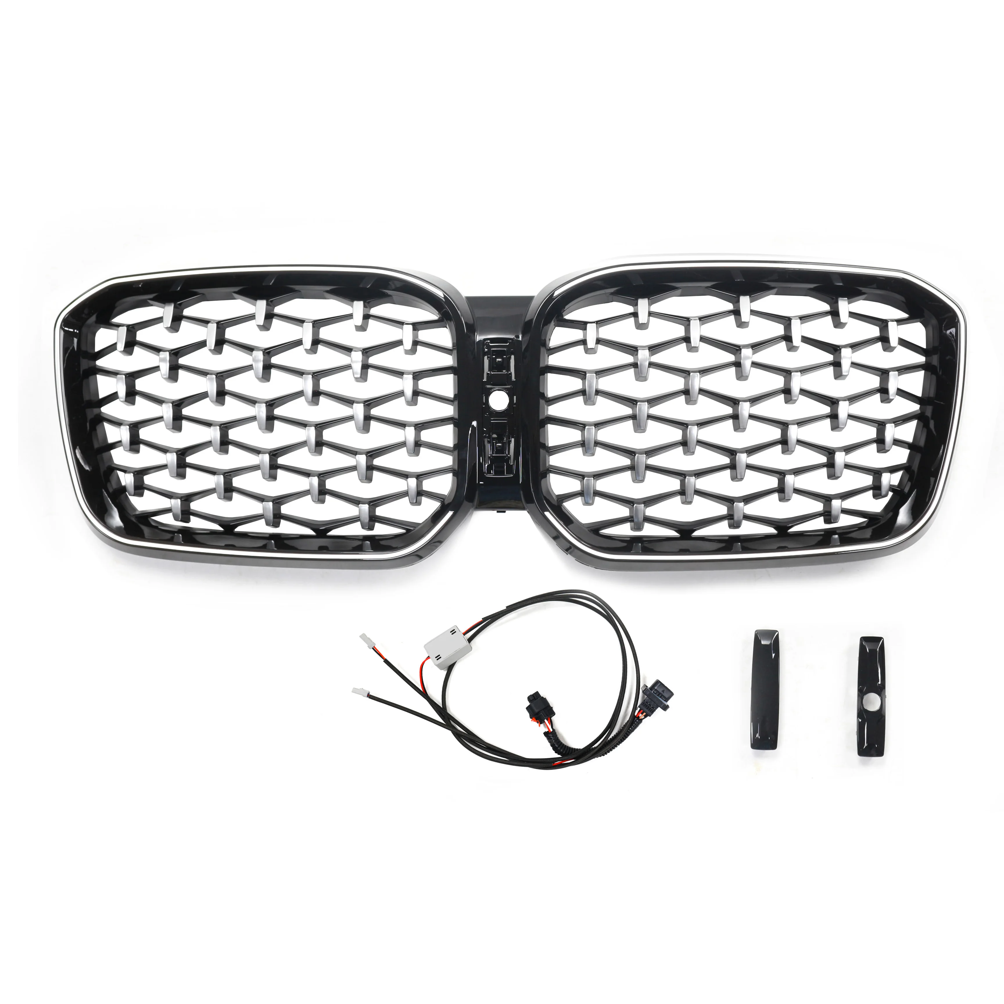 Abs Plastic Bumper Grille Car Front Bumper Grille Diamond Meteor Style Grille With Led Light For Bmw X3 G08 2022 2024