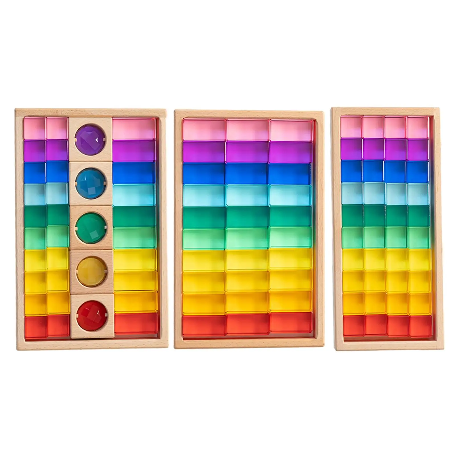 Rainbow Acrylic Gemstone Cubes Montessori Stacking Toy Learning Educational Toys Building Blocks for 3~6 Years Olds Children