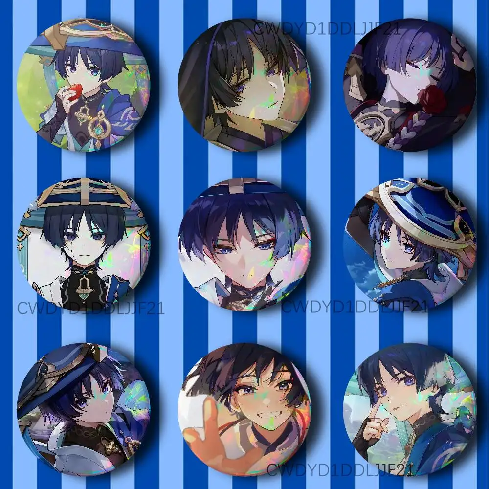 S-Scaramouche G-Genshin Impact Badge Brooch Figure Lapel Pins Clothes Backpack Fashion Cute Collection Decoration Display