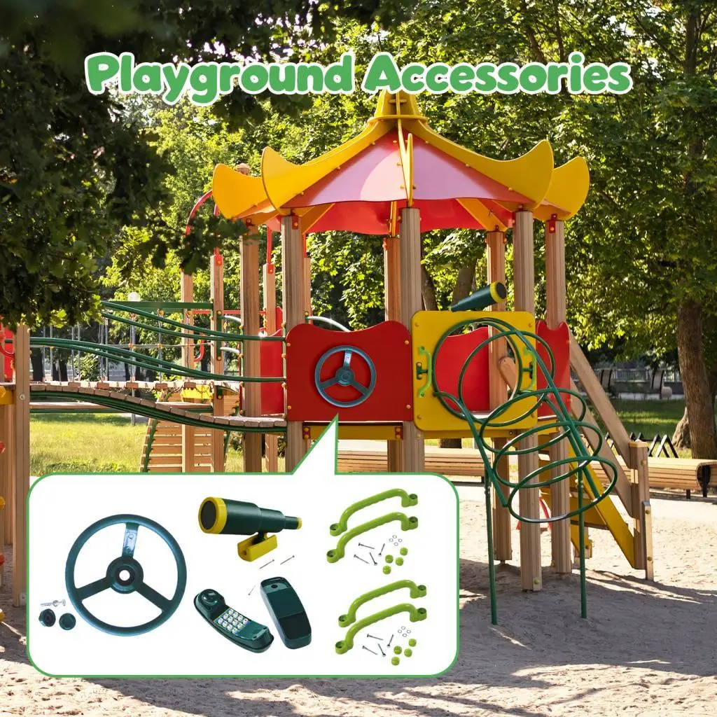 

Playground Toy Set Steering Wheel Toy Grab Handle Pretend Toy Swingset with