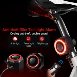 Bicycle Taillight Alarm USB Charging Wireless Remote Control Waterproof Tail Light With Bracket Suitable For Motorcycle Bicycles