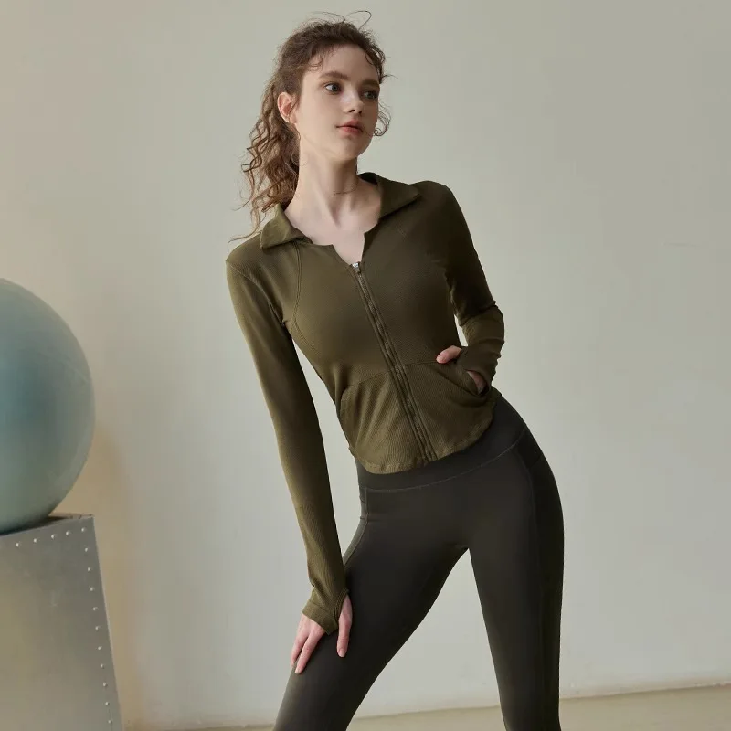 Stand Up Collar Sports Jacket Women's Autumn and Winter New Casual Running Yoga Suit Pilates Training Zipper Fitness Suit