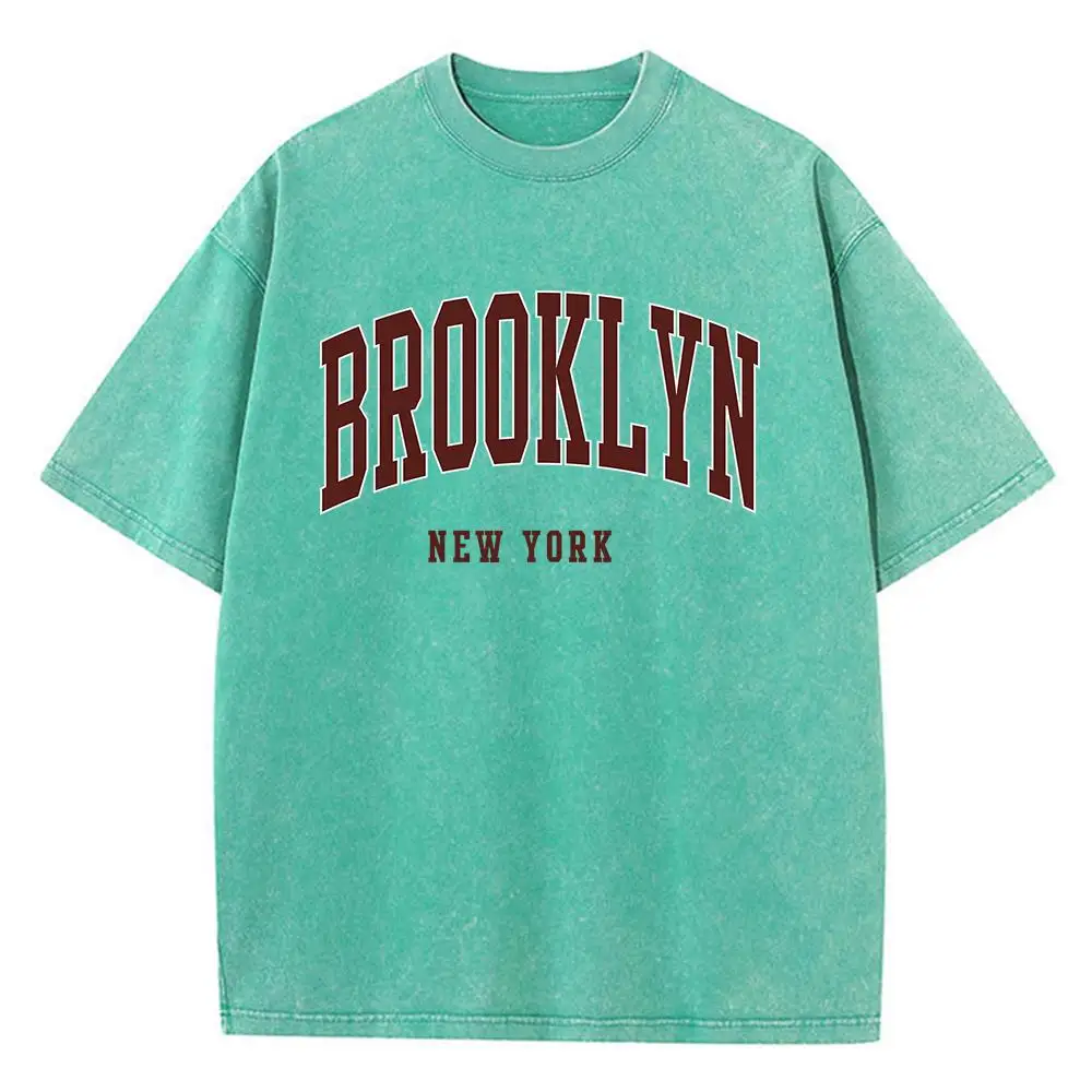 Brooklyn New York Letter Print Male Tee Clothing Graphic Comfort T Shirt Cotton Round Neck Tee Shirt S-Xxxl Loose Fittingcomfort