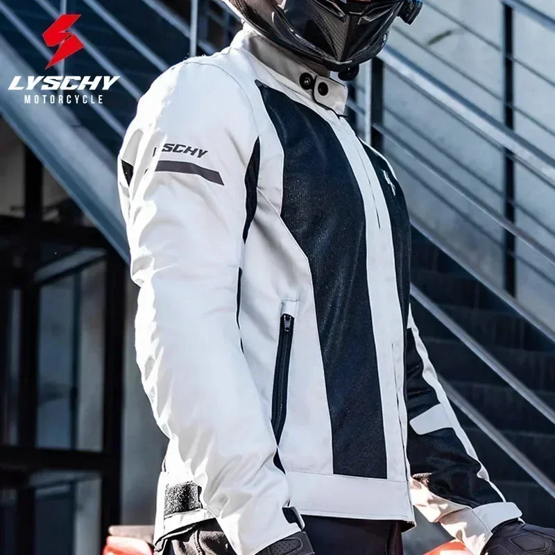 LYSCHY Motorcycle Jacket Summer Mesh Breathable Reflective Biker Jacket Man Women's CE2 Level Motocross Jacket Riding Clothing