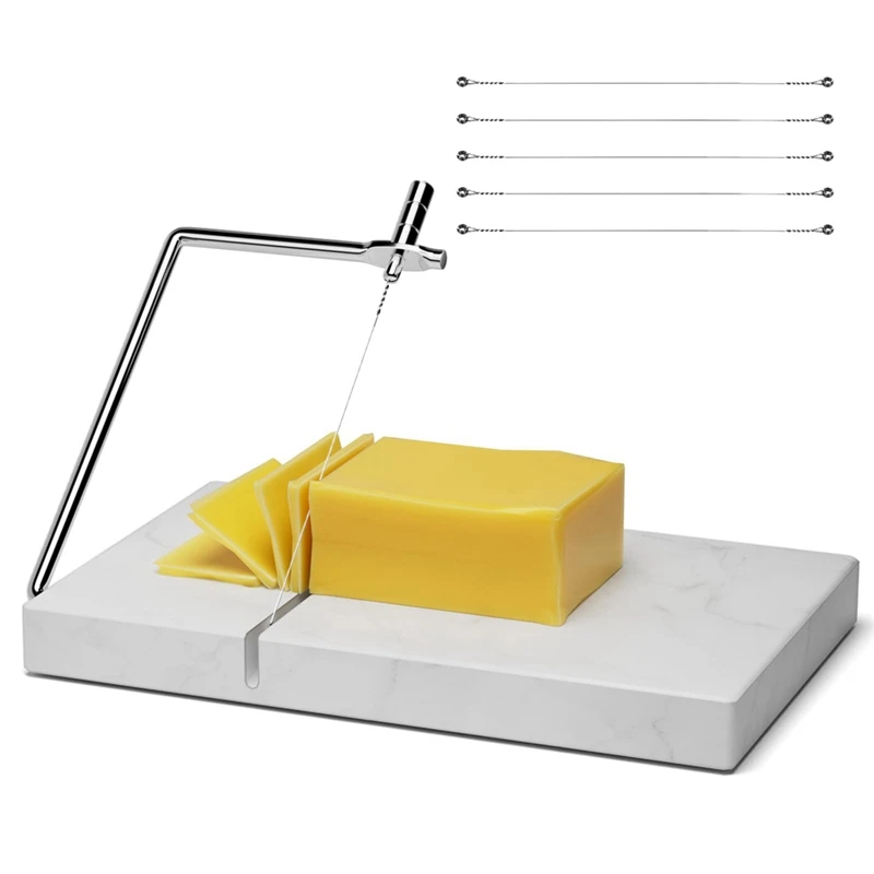 

Cheese Slicer Cheese Cutter With 5 Replacement Cutting Wire Marble Board Cheese Slicer For Kitchen Tool Easy To Use