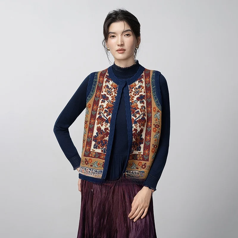 

Ele Embroidered Chinese Sle Women's Sweater Vest Floral Pattern ort Length Outerwear Faionable Spring New Arrival