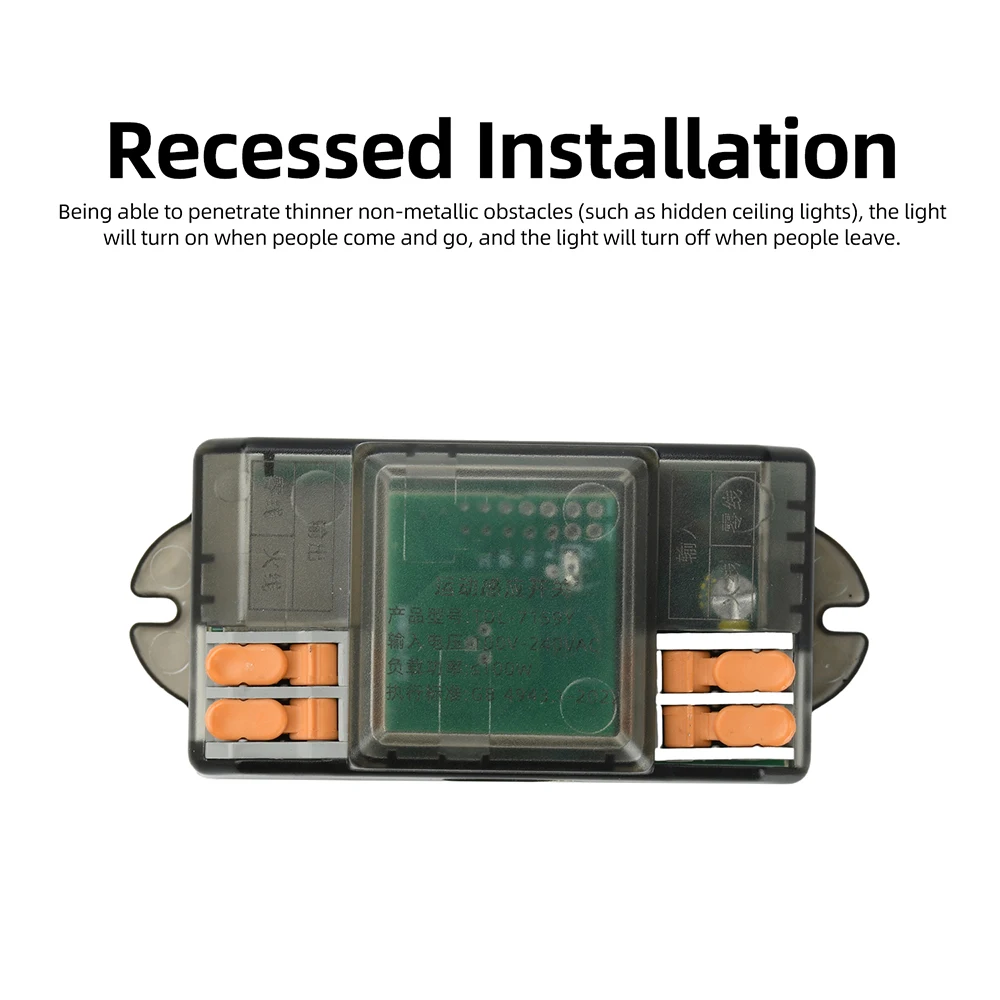 Intelligenter Sensor-Mikrowellenradar-Induktionsschalter für Deckenleuchten - Verdeckte Installation mit Kleberückseite, automatisches Ein-/Ausschalten – Detail 3