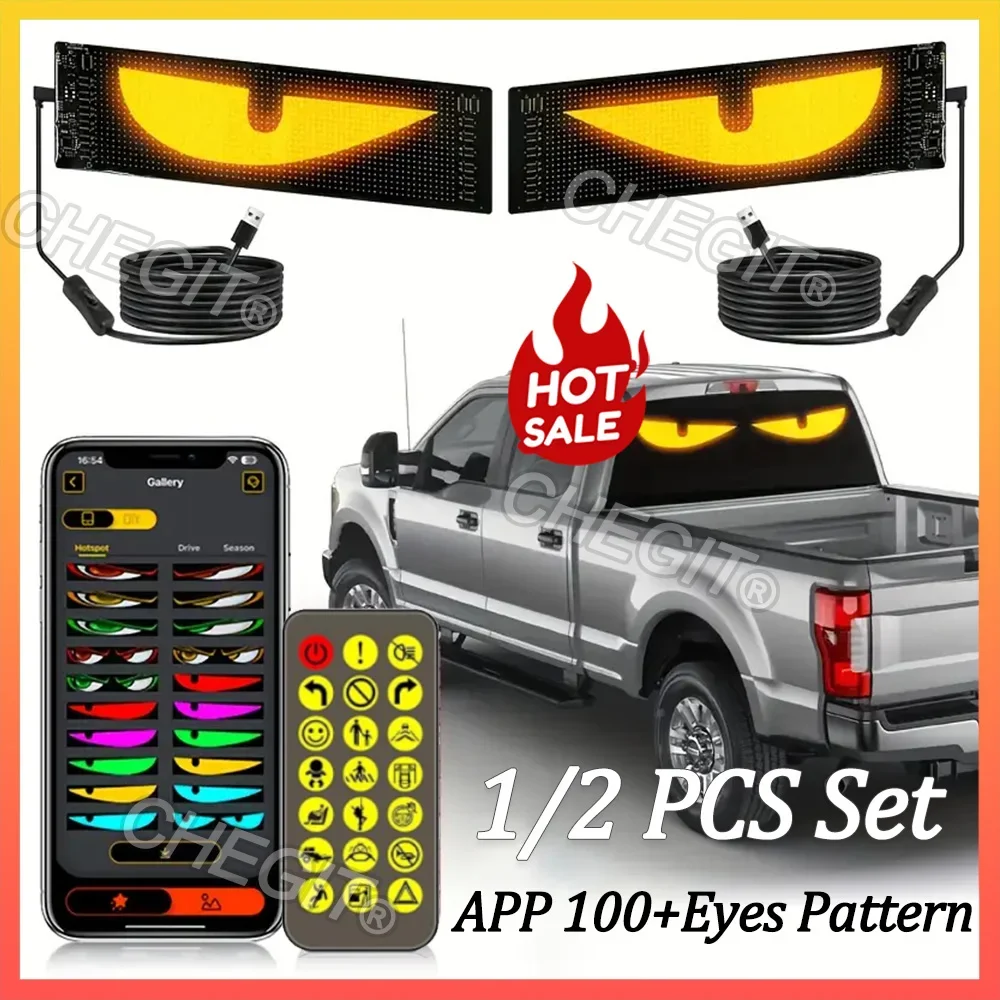 App Control Scrolling Advertising LED Sign Led Eyes for Truck USB Custom Text Pattern Programmable Display Truck Car Devil Eye