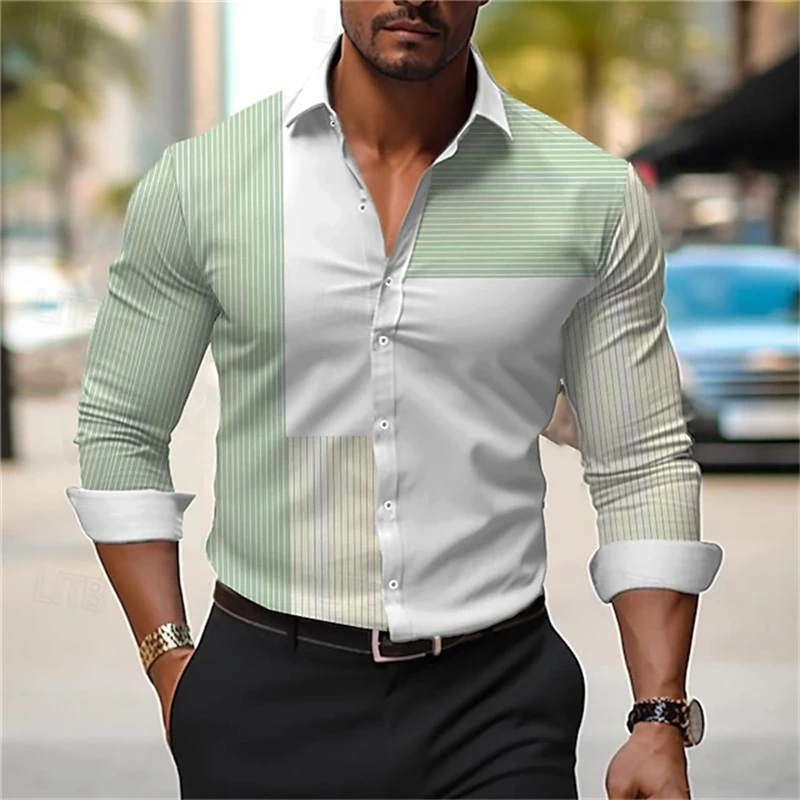 

Men's Long-sleeved Shirt Simple Casual Long-sleeved Tops Fall Fashion 3D Men's Streetwear Men's Temperament Shirt Men's clothing