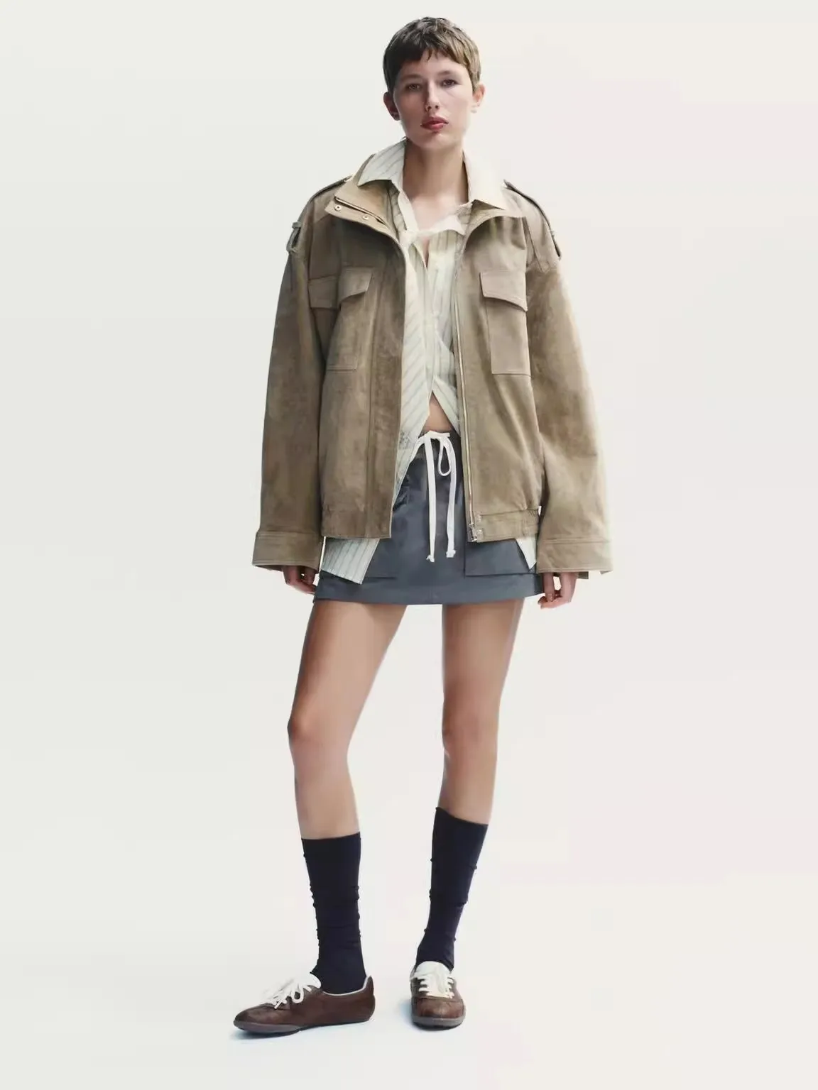 

Street Sle Повседневная длинная куртка с воротником-стойкой и воротником-стойкой, новая осенняя женская модная верхняя одежда, женское пальто из другого материала