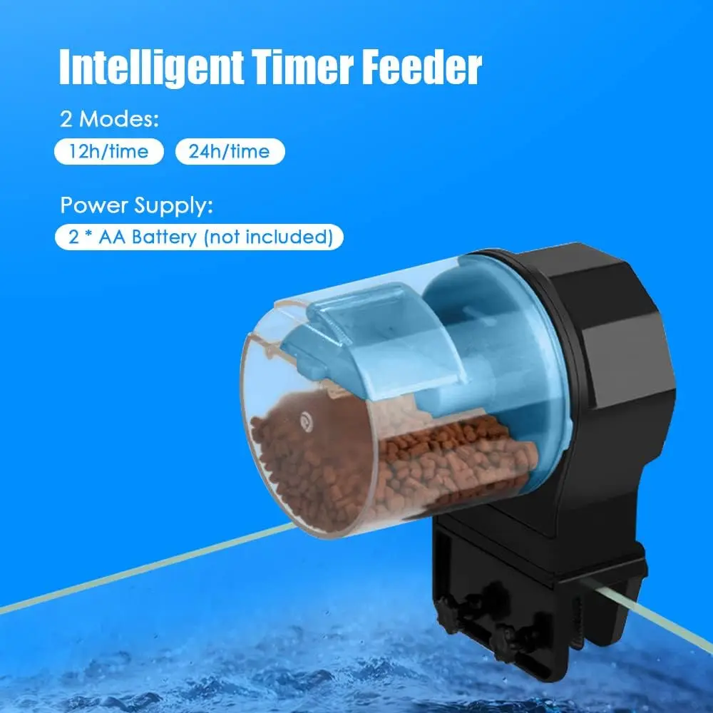 Automatic Fish Tank Feeder 12 /24 Hours Intelligent Timing Large-capacity Aquarium Fish Feeder Portable Fish Tank Food Distribut