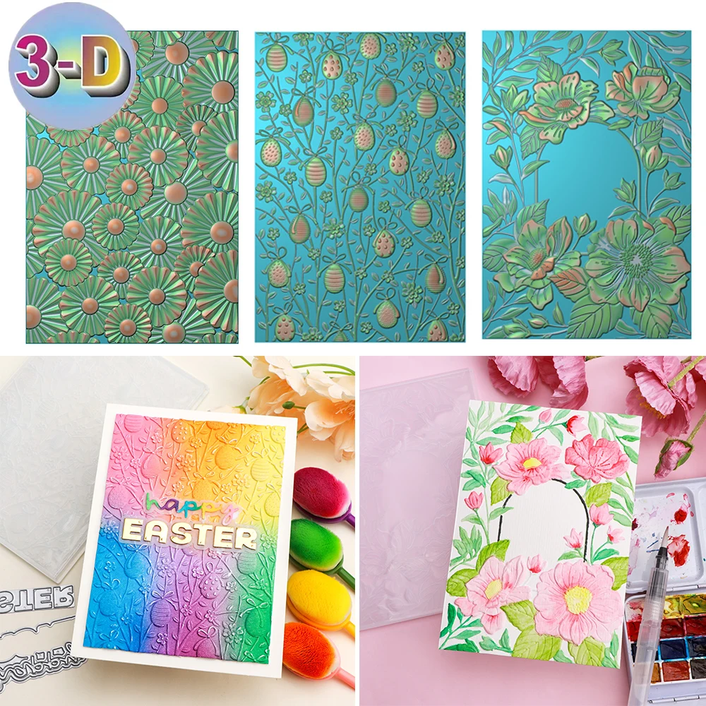 Easter Egg Floral Rosette Burst Background 3D Embossing Folder For Adding Textured Detail To Paper Crafting Project Templates