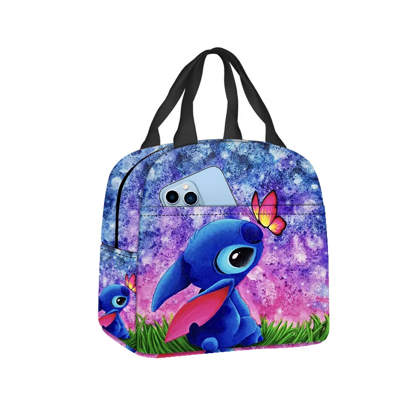 Borsa per il pranzo Stitch Borsa isolante impermeabile Borsa per il pranzo per impiegati per studenti Borsa per la scuola in foglio di alluminio